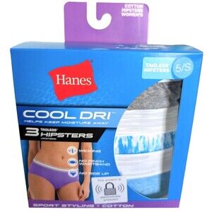Hanes Small Size 5 Women's Hipster Panties Tagless 3ct Package New